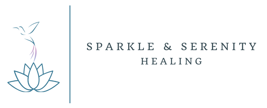sparkle and serenity healing logo. Lotus flower with Dove.